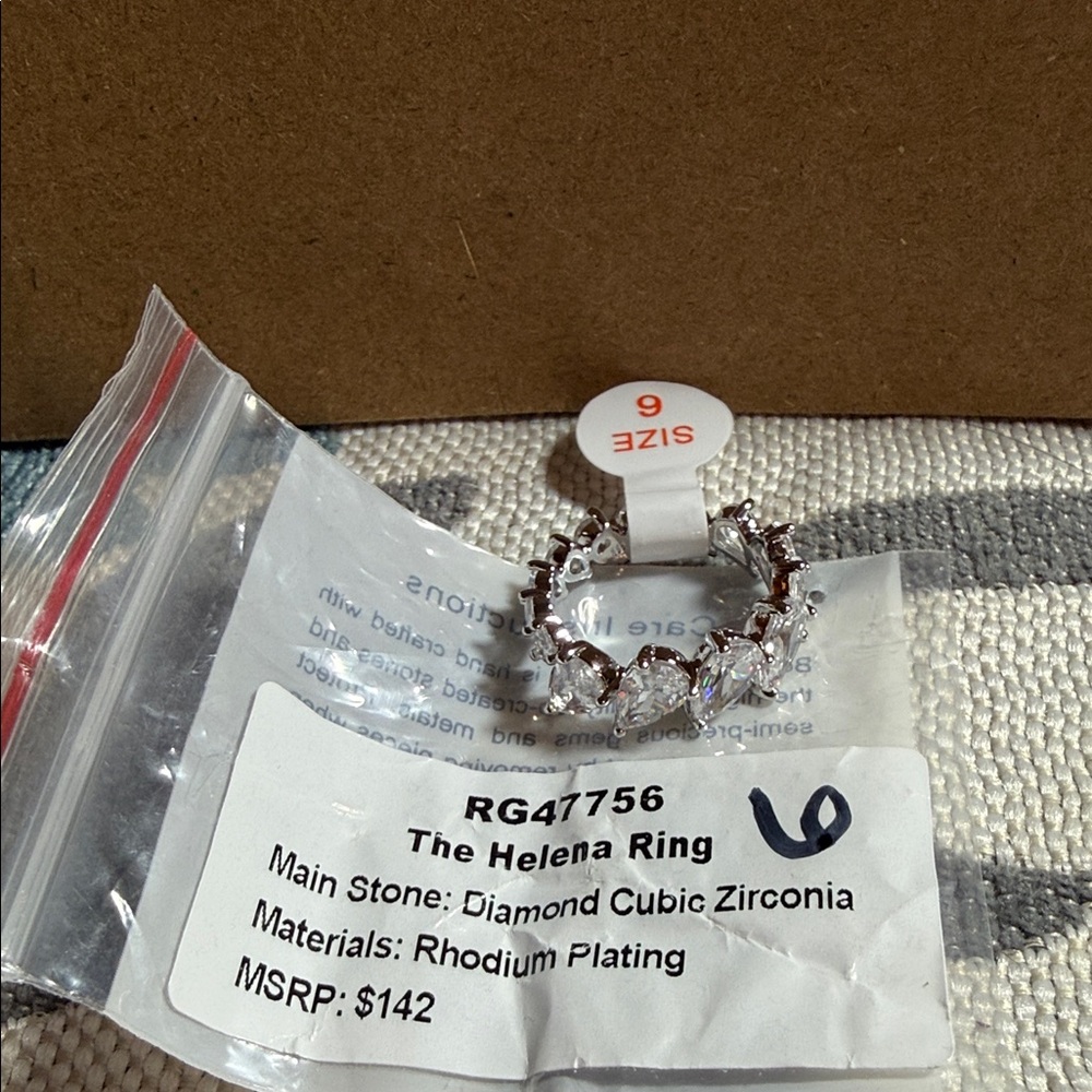 The Helena Ring - Sparkling Clear Crystal Ring (Size 6)